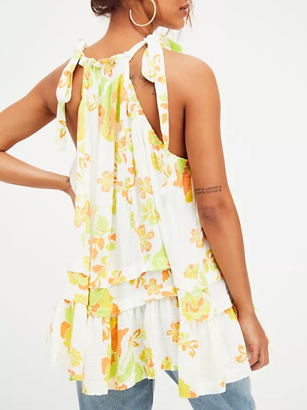 Free People "Sleeveless Wildflower" Floral Tunic Top (or Mini Dress) size M - Picture 2 of 8